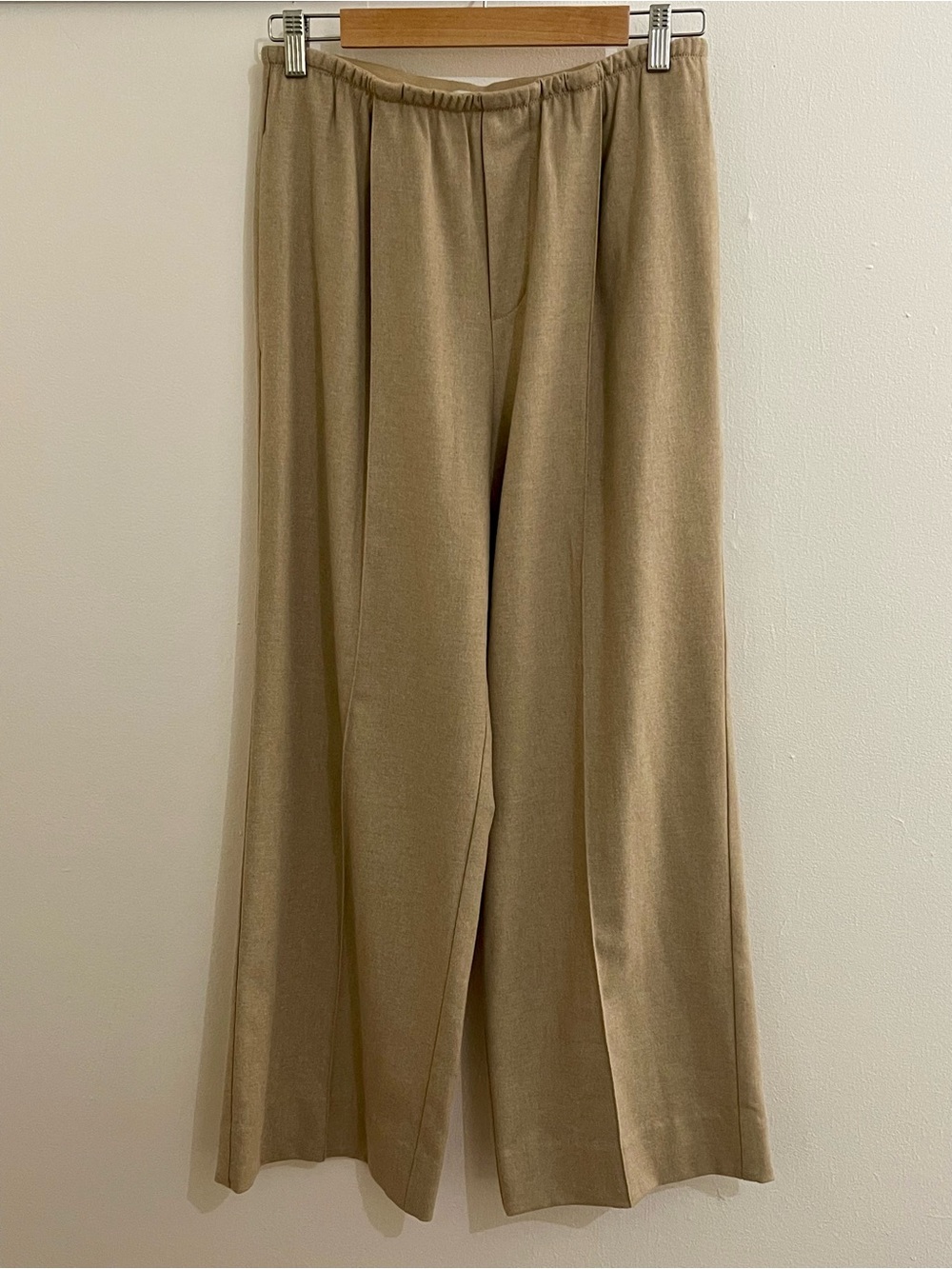 Vince Italian Wool Blend Pull-On Wide Leg Pants Medium Camel